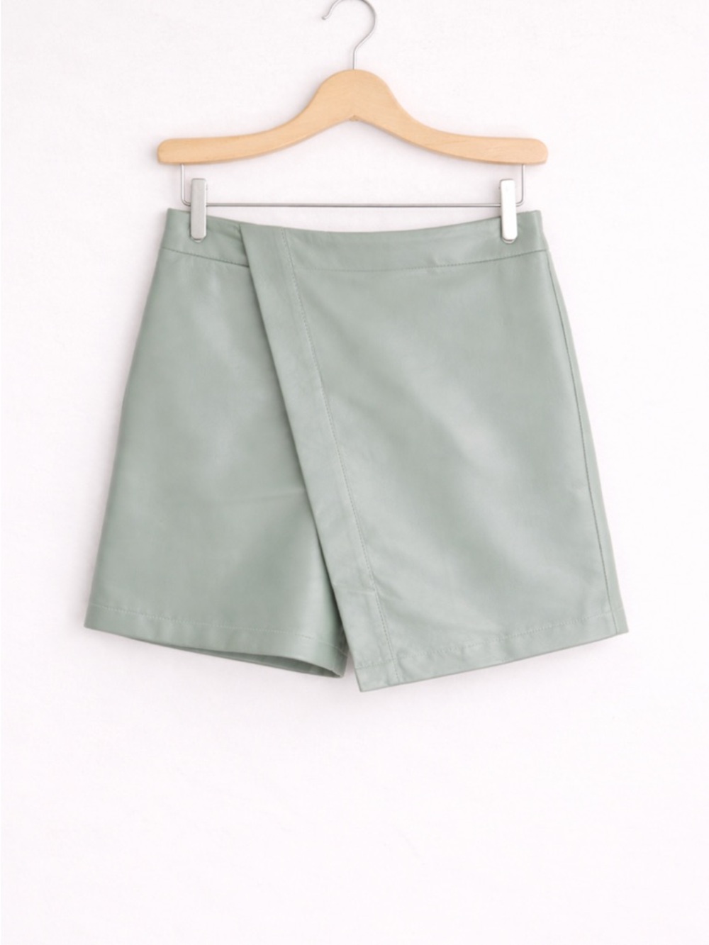 Kori Mint Green Faux Leather Mini Skort
